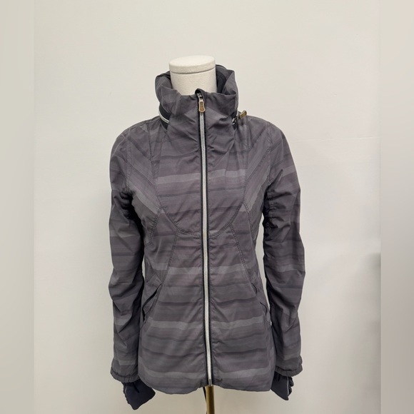 Athleta Women's Gray Striped Ski Jacket